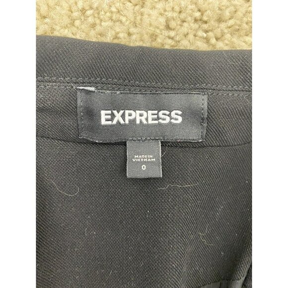Express Womens Blazer Size 0 Black Stretch Long Line Business Jacket Office Work - Picture 5 of 8